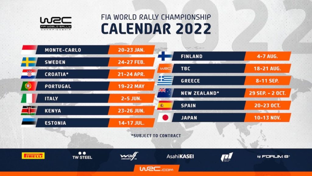 WRC | Pubblicato il calendario completo del 2022
