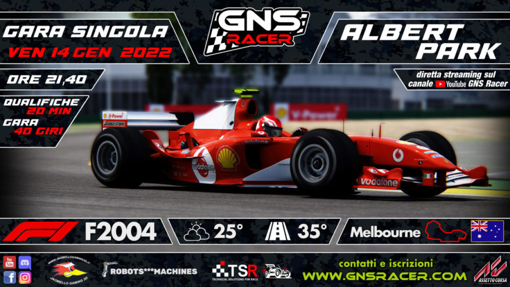 GNS Racer | Questa sera alle 21:40 si corre a Melbourne con la F2004