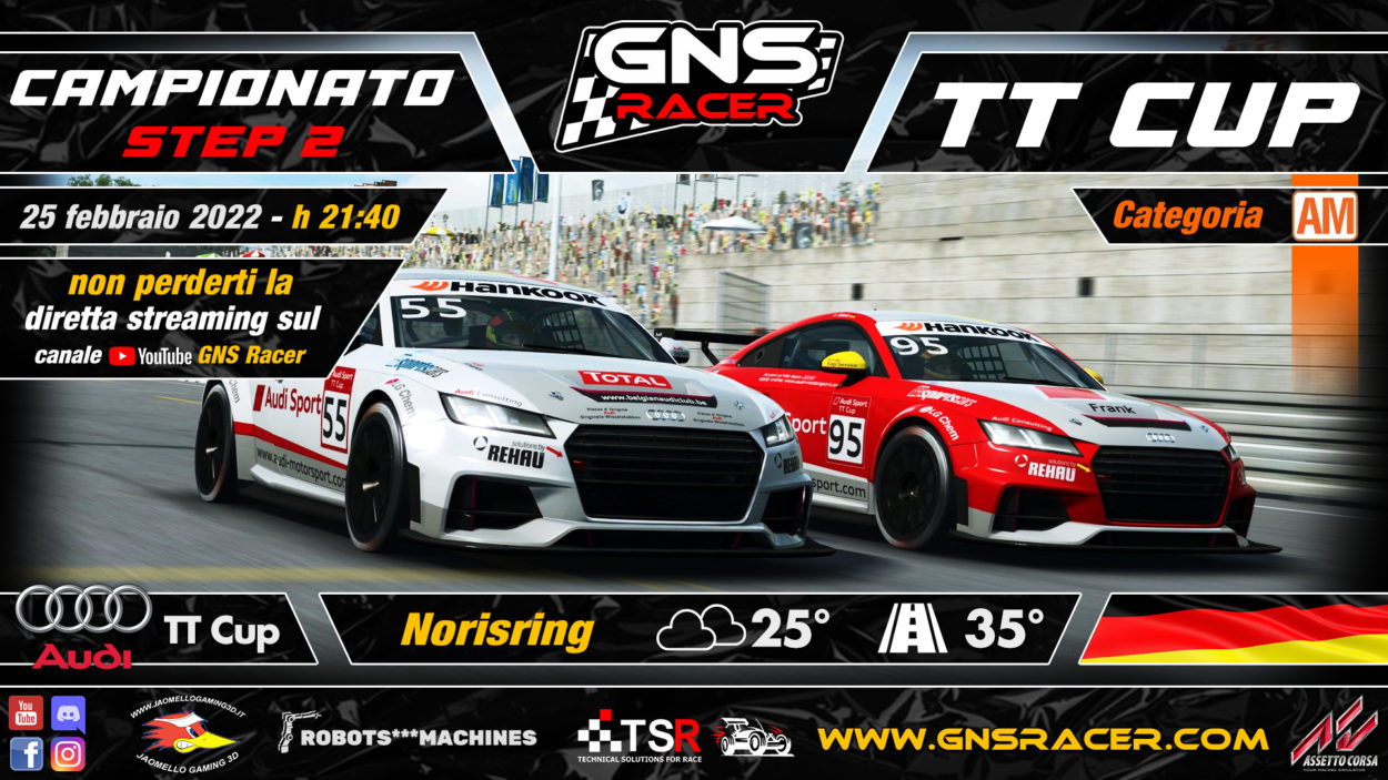 GNS Racer | Questa sera alle 21:40 lo Step 2 della TT CUP AM al Norisring