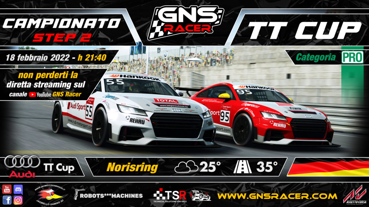 GNS Racer | Questa sera alle 21:40 secondo appuntamento della TT CUP al Norisring