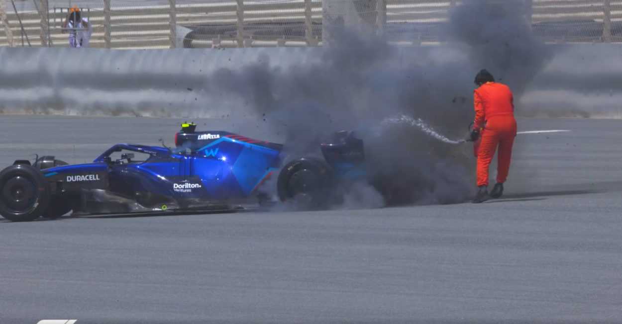 F1 | Test Bahrain, principio d'incendio sulla Williams di Latifi