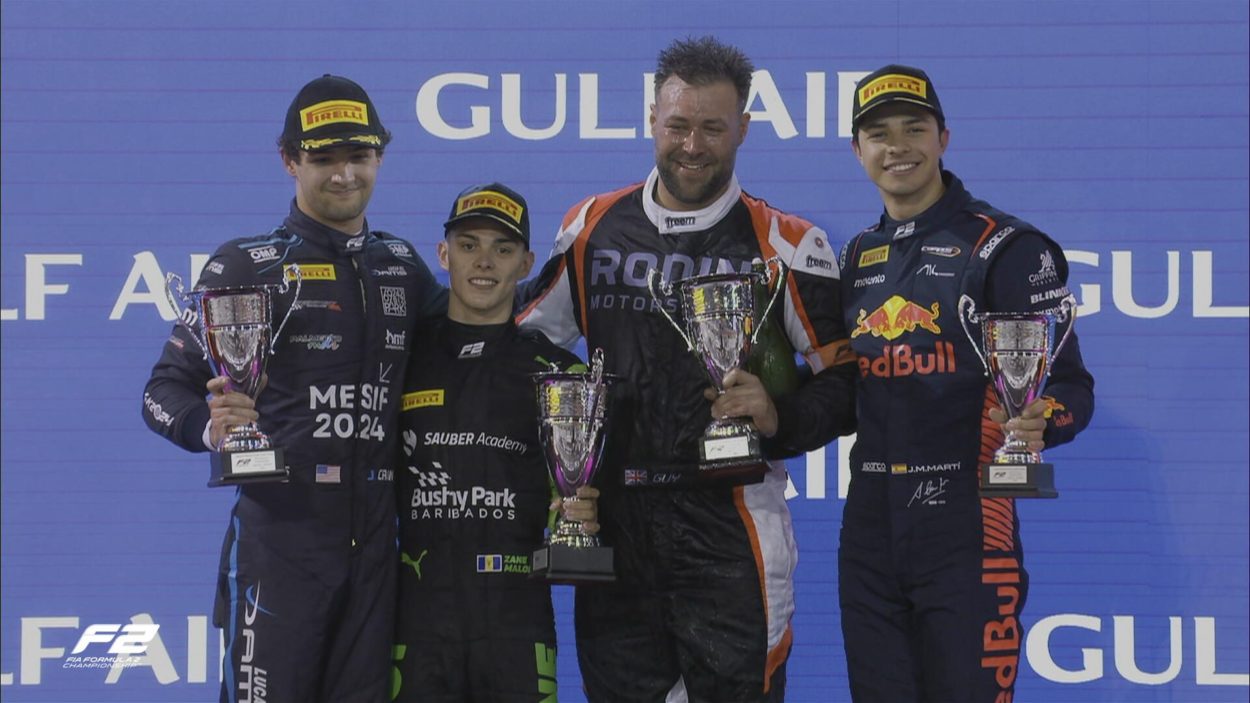 F2 GP Bahrain 2024 Maloney vince la prima Sprint Race della stagione. Fatica Prema Antonelli