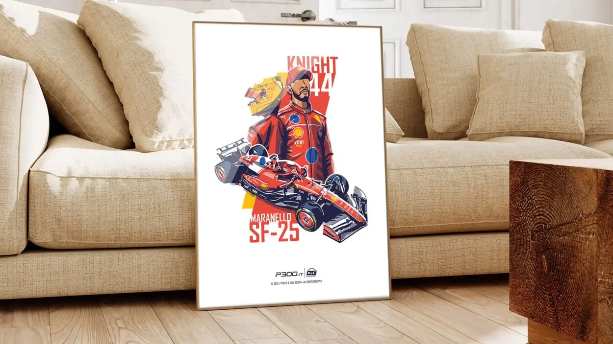Motorsport Frames | “The Red Knight”, il poster dedicato a Lewis Hamilton e alla sua nuova avventura in Rosso Ferrari
