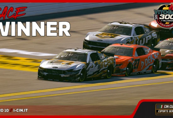 eSport | CIN Cup eSports Series, Talladega: Alessio Fabbri trionfa nel caos finale e regala un’altra doppietta al team ABS
